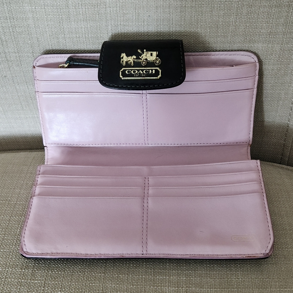 Vintage Horse & Carraliage Coach Madison Black/ Pink OP Art Wallet